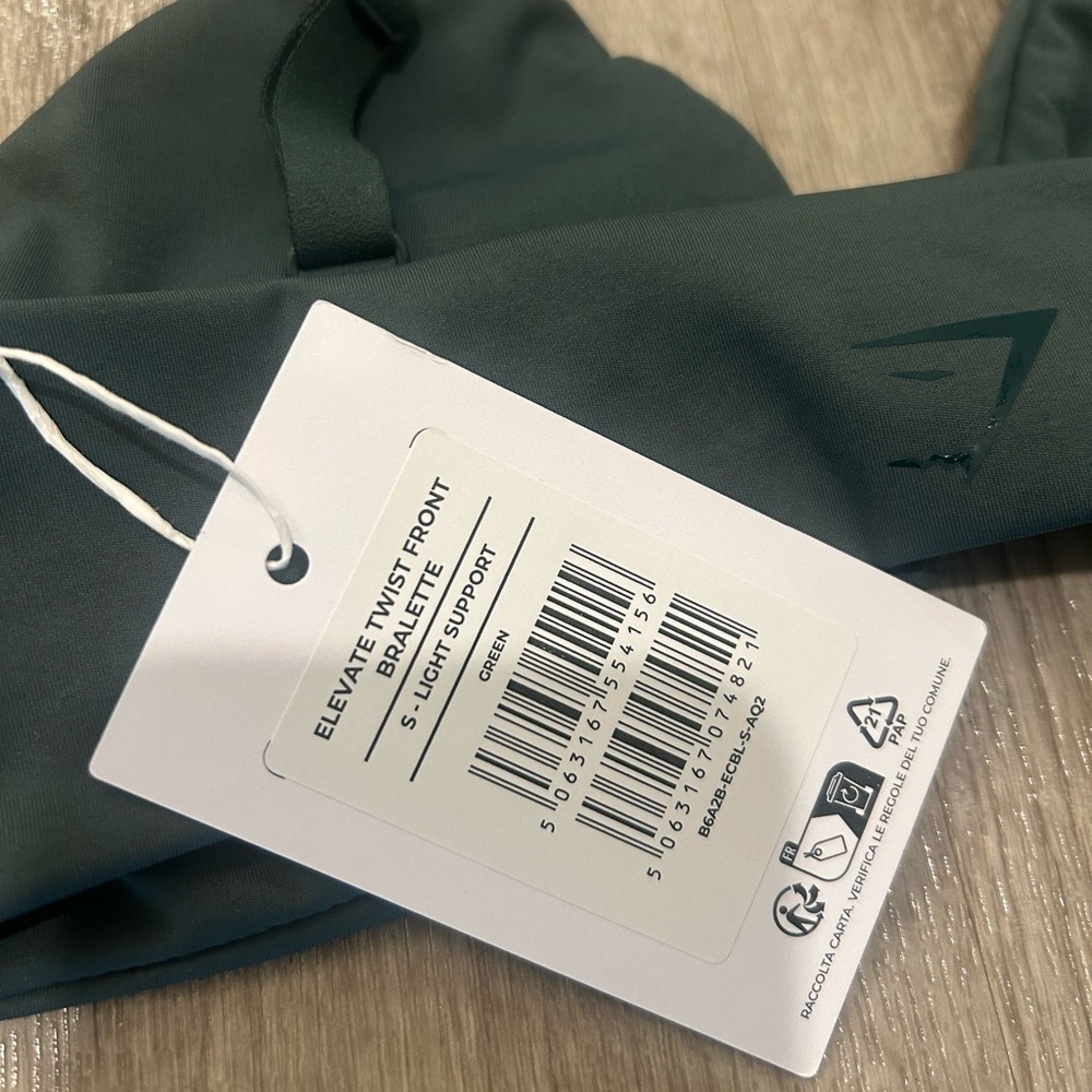 NWT (S) Gymshark Elevate Twist Front Bralette - Fog Green Triangle sports bra - Picture 4 of 4